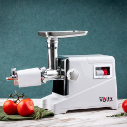 Oliver Voltz OV51991D Meat Grinder with Tomato Attachment, 2000W, Reverse Function, Accessories, White