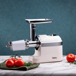 Oliver Voltz OV51991F Meat Grinder with Tomato Attachment, 600/1800W, Sausage Making Accessory, White