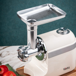 Oliver Voltz OV51991F Meat Grinder with Tomato Attachment, 600/1800W, Sausage Making Accessory, White