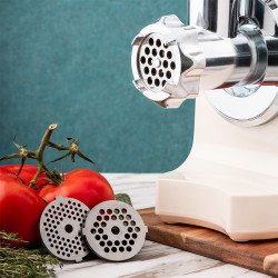 Oliver Voltz OV51991F Meat Grinder with Tomato Attachment, 600/1800W, Sausage Making Accessory, White