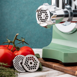 Masina de tocat carne cu atasament pentru rosii Oliver Voltz OV51991F, 600/1800W, Accesoriu pentru carnati, Verde