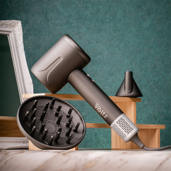 Πιστολάκι Μαλλιών με κινητήρα χωρίς ψήκτρες Oliver Voltz OV51100Q, 1600W, 110000 στροφές/λεπτό, Κινητήρας, 3 ταχύτητες, 4 ρυθμίσεις, Ψυχρός ψεκασμός, Μαύρο