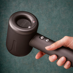 Πιστολάκι Μαλλιών με κινητήρα χωρίς ψήκτρες Oliver Voltz OV51100Q, 1600W, 110000 στροφές/λεπτό, Κινητήρας, 3 ταχύτητες, 4 ρυθμίσεις, Ψυχρός ψεκασμός, Μαύρο