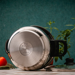 Oala sub presiune Rosberg R51311A9, 9 L, 2 capace, Inductie, Baza 3 straturi, Inox