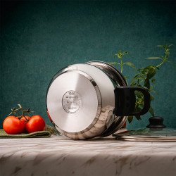 Oala sub presiune Rosberg R51311A9, 9 L, 2 capace, Inductie, Baza 3 straturi, Inox