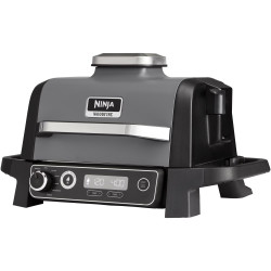 Ninja OG701EU Electric Smoker Grill, 2400W, Up to 260°C, Internal Amino Ceramic Coating, Woodfire, Gray