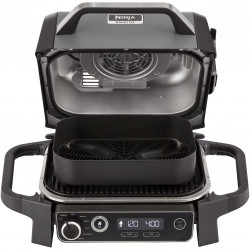 Ninja OG701EU Electric Smoker Grill, 2400W, Up to 260°C, Internal Amino Ceramic Coating, Woodfire, Gray