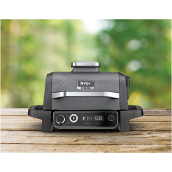 Ninja OG701EU Electric Smoker Grill, 2400W, Up to 260°C, Internal Amino Ceramic Coating, Woodfire, Gray