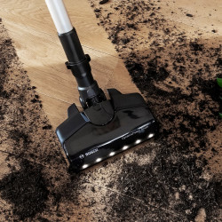 Felálló porszívó Bosch Unlimited 7 BBS711W, 300 ml, TurboSpin motor, LED világítás, 40 perc üzemidő, Fehér/Fekete