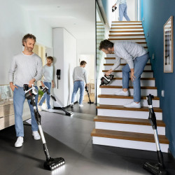 Felálló porszívó Bosch Unlimited 7 BBS711W, 300 ml, TurboSpin motor, LED világítás, 40 perc üzemidő, Fehér/Fekete