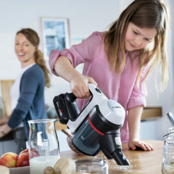 Felálló porszívó Bosch Unlimited 7 BBS711W, 300 ml, TurboSpin motor, LED világítás, 40 perc üzemidő, Fehér/Fekete