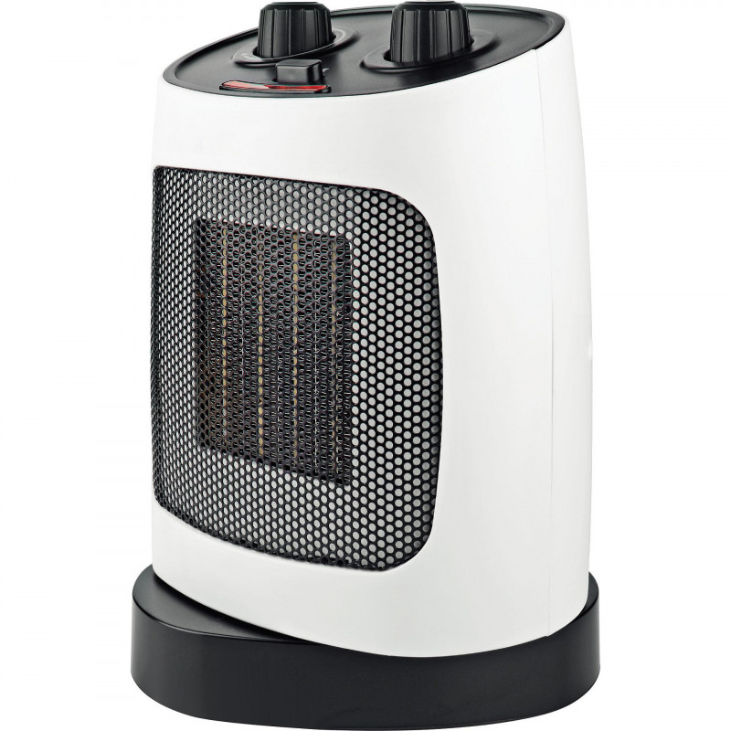 ELITE ECH-1374 Ceramic Heater, 2000W, Up to 20 m², 2 Settings, Oscillation, Indicator Light, Tip-Over Protection, White/Black
