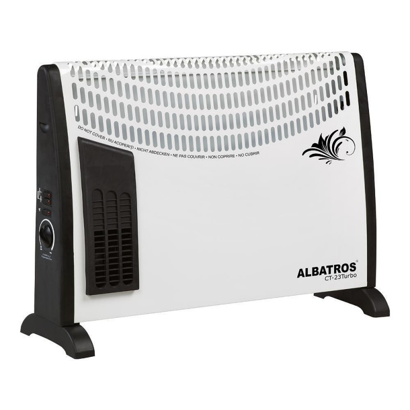 ALBATROS CT-23TURBO Underfloor Convector Heater, 2000W, 20 m², TURBO Fan, Adjustable Thermostat, Overheat Protection, White/Black