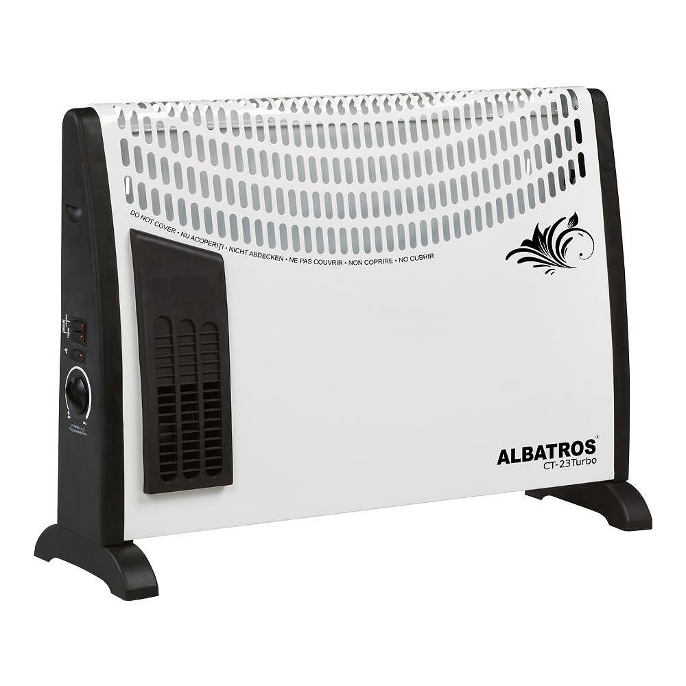Конвектор за под ALBATROS CT-23TURBO, 2000W, 20 м2, TURBO вентилатор, Регулируем термостат, Защита от прегряване, Бял/черен