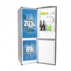 Muhler NFC1851NDIE Refrigerator with Freezer, 290 L, Energy Class E, No Frost, Reversible Door, Display, R600a, Dark Stainless Steel