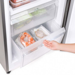 Muhler NFC1851NDIE Refrigerator with Freezer, 290 L, Energy Class E, No Frost, Reversible Door, Display, R600a, Dark Stainless Steel