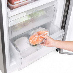 Muhler NFC1851NDIE Refrigerator with Freezer, 290 L, Energy Class E, No Frost, Reversible Door, Display, R600a, Dark Stainless Steel