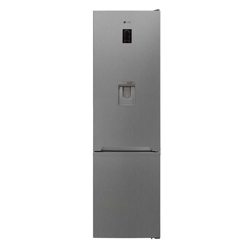 VOX NF 3835 IXE Refrigerator, Energy Class E, Reversible Doors, No Frost, Water Dispenser, Display, R600a, Stainless Steel