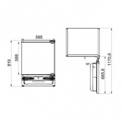 VOX IKS 1600 E Built-in Refrigerator, 114 L, Energy Class E, Reversible Doors, R600a, Stainless Steel