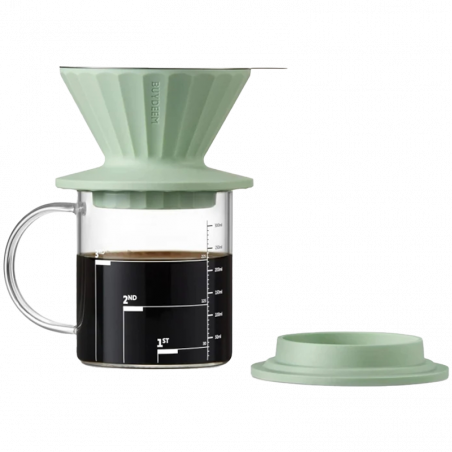 Buydeem CD1024-CG Hand-Drip Coffee Set, 300 ml, Tempered Glass, Stainless Steel, Green