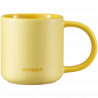 Buydeem CD1018-MY Ceramic Tea and Coffee Cup, 350 ml, Flat Bottom, Internal Measurement Scale, High-Temperature Ceramic, Yellow