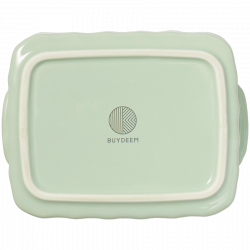 Cutie alimentara ceramica Buydeem CT1006-CG, 810 ml, 17x20.5 cm, Pana la 230°C, Compatibila cuptor si cuptor cu microunde, Verde