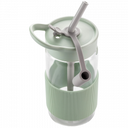 BUYDEEM Portable Glass Straw Bottle 500 ml, model CD1017, color Cozy Greenish