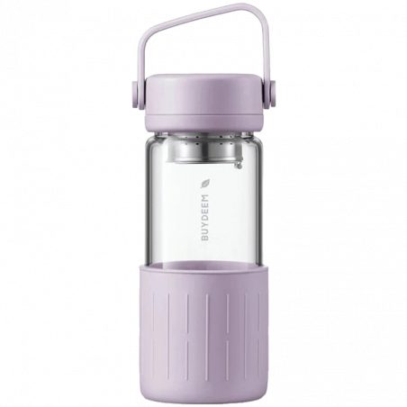 BUYDEEM Portable glass tea bottle 400 ml, model CD1008, color Petal Purple