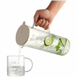 Carafа BUYDEEM CD2003, 1.2 l, Deschidere largа, Capac din silicon, Sticla borosilicata, Gri