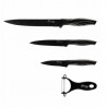 Switzner SW-5555-BLK 4-Piece Knife and Peeler Set, Peeler, Ceramic Coating, Laser-Sharpened, Stainless Steel, Black