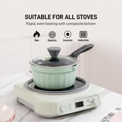 BUYDEEM CP141 Casserole, 1.8 L, Glass Lid, Cast Aluminum, PFOA-Free, Non-Stick Coating, Green