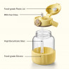 Buydeem DG78-MY Portable Water Bottle, Pop-up Straw, Handle, Heat-resistant Glass (up to 150°C), Triple Seal, Yellow