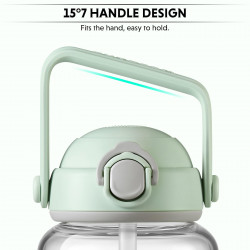 BUYDEEM Pop-Up Straw Glass Bottle 800 ml, model DG78, color Cozy Greenish