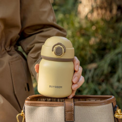 BUYDEEM TAN200 Thermos, 200 ml, Screw-on Lid with Airtight Seal, Stainless Steel, Yellow
