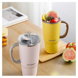BUYDEEM Thermo Mug With Straw 700 ml, model DS57, color Mellow Yellow