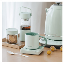 Κεραμικό φλιτζάνι τσαγιού και καφέ Buydeem CD1018-CG, 350 ml, Επίπεδος πάτος, Εσωτερική κλίμακα μέτρησης, Κεραμικό υψηλής θερμοκρασίας, Πράσινο