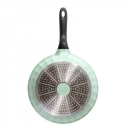 BUYDEEM CP151 Frying Pan, 25 cm, Glass Lid, Cast Aluminum, PFOA-Free, Non-Stick Coating, Green