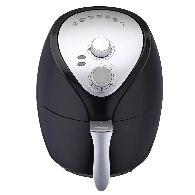 Crown CAF-3013 Hot Air Fryer, 1300W, 3 L, 7 Programs, Up to 200°C, Mechanical Controls, Timer, Black/Gray