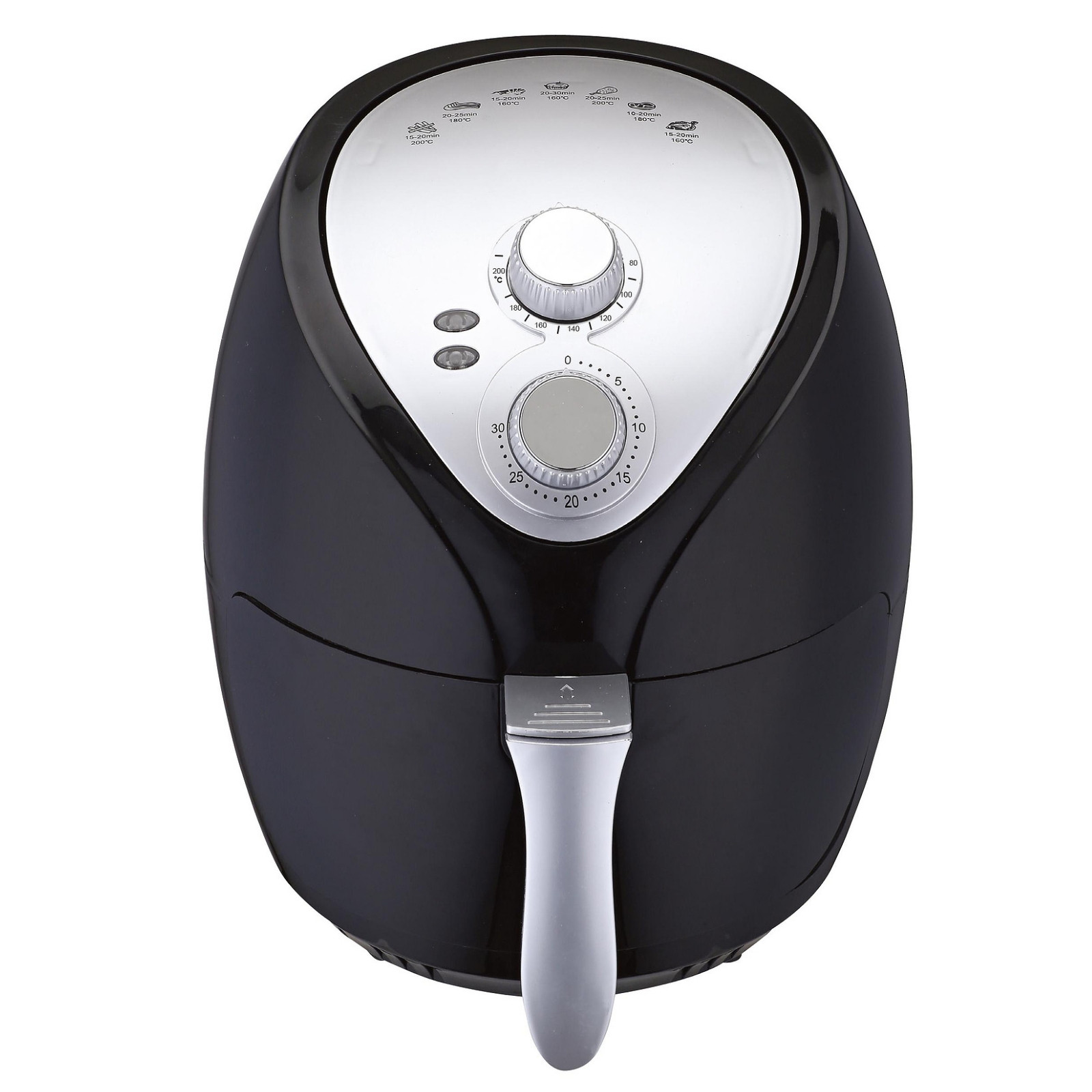 Фритюрник с горещ въздух Crown CAF-3013, 1300W, 3 л, 7 програми, До 200°C, Механичен контрол, Таймер, Черен/сив