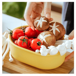 Cutie pentru pranz ceramica Buydeem CT3007-MY, 500 ml, 19.5x11x16.5 cm, Rezistenta la căldura pana la 230°C, Compatibila cuptor si cuptor cu microunde, Galben