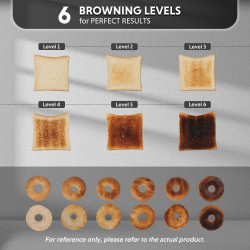 Buydeem DT620E-SS/EU Toaster, 900W, Up to 204°C, 7 settings, Wide slots, High lift, Stainless steel