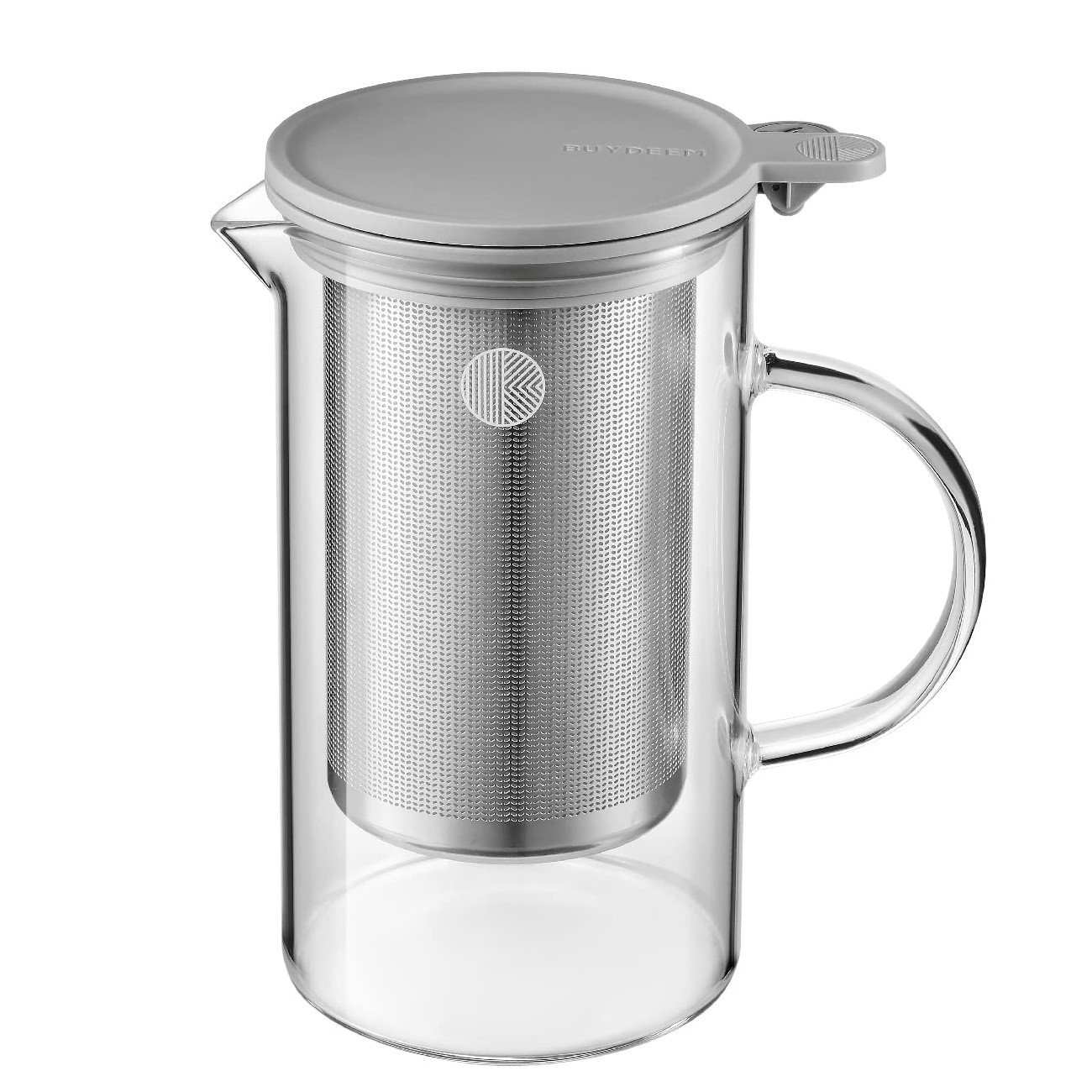 Ceainic cu infuzor BUYDEEM CD2002, 800 ml, Otel inoxidabil, Design elegant, Gri