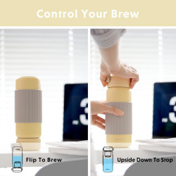 BUYDEEM Tea Infuser Thermos Bottle 400 ml, model CD1011, color Mellow Yellow