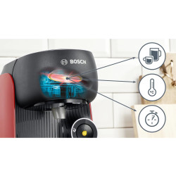 Еспресо машина Bosch Tassimo Finesse TAS16B3, 1400W, 3.3 bar, 0.7 л, Декалциране, Самопочистване, T-Discs, Intellibrew, 70 напитки, Червен
