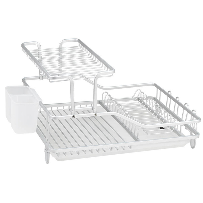 Στεγνωτήριο πιάτων Luigi Ferrero FR-5535AL-T, 2 επίπεδα, 46x35x27 cm, Αντιολισθητικά πόδια, Δίσκος αποστράγγισης, Λευκό