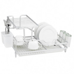 Στεγνωτήριο πιάτων Luigi Ferrero FR-5535AL-T, 2 επίπεδα, 46x35x27 cm, Αντιολισθητικά πόδια, Δίσκος αποστράγγισης, Λευκό