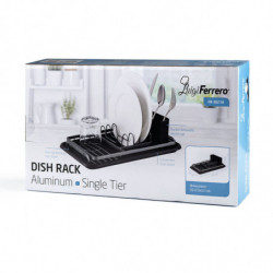 Сушилник за съдове Luigi Ferrero FR-3821A, 42x23x12 см, Неплъзгащи се крачета, Тава за отцеждане, Черен/сив