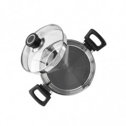 Cratiță Luigi Ferrero Sophia FR-3402, 18x10 cm, 2.3 l, Oțel 18/10, Capac din sticlă, Inducție, Inox