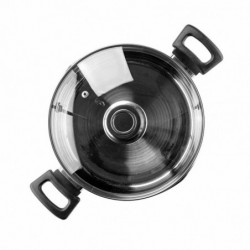 Cratiță Luigi Ferrero Sophia FR-3403, 20x11 cm, 3.2 l, Oțel 18/10, Capac din sticlă, Inducție, Inox