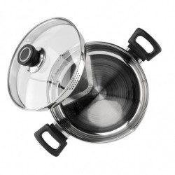 Cratiță Luigi Ferrero Sophia FR-3403, 20x11 cm, 3.2 l, Oțel 18/10, Capac din sticlă, Inducție, Inox